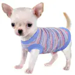 Pink Striped Ribbed Dog Vest for Easy Pullover Wear with Soft Knit Fabric – gallery image 5