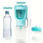 Portable Pet Water Bottle for Dispensing Water During Travel with Attached Food Container – gallery image 4