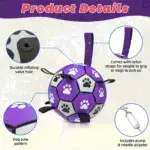 Durable Rubber Dog Soccer Ball with Straps for Interactive Play & Fetch – gallery image 5