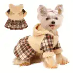 Fleece Hooded Dog Sweater for Warmth in Cold Weather with Plaid Pattern – gallery image 9