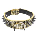 Rivet Dog Collar for Pet Walking & Control with Wolf Tooth Spike Design – main image