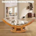 Sisal Rocking Chair Cat Scratcher for Scratching & Lounging with Wooden Frame and Hammock-Style Bed – gallery image 7