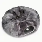 Cat Tunnel Bed for Indoor Play & Hiding with Plush Donut Design – gallery image 2