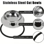 2pcs Stainless Steel Cat Bowls for Pet Feeding with Non-Slip Rubber Base – gallery image 8