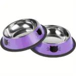 2pcs Stainless Steel Cat Bowls for Pet Feeding with Non-Slip Rubber Base – gallery image 11