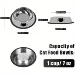 2pcs Stainless Steel Cat Bowls for Pet Feeding with Non-Slip Rubber Base – gallery image 4