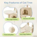 Multi-Cat Tree Tower for Climbing & Resting with Condo and Hammock, Sisal Scratching Posts – gallery image 8