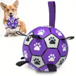 Durable Rubber Dog Soccer Ball with Straps for Interactive Play & Fetch – gallery image 2
