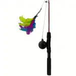 Cat Teaser Wand Toy for Interactive Play with Telescoping Rod and Feather Attachment – main image