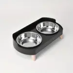 Stainless Steel Elevated Dual Bowl Feeder for Feeding & Water Dispensing, Non-Slip Base – gallery image 11