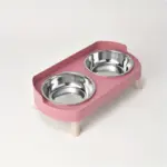 Stainless Steel Elevated Dual Bowl Feeder for Feeding & Water Dispensing, Non-Slip Base – gallery image 3