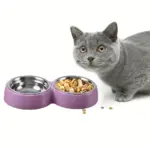 Stainless Steel Double Pet Bowl for Feeding with Removable Inserts – main image
