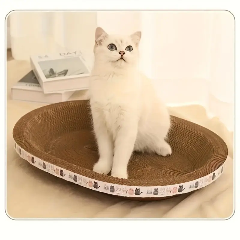 54cf2e59ef2c18dbad03f99b7deaf099_1752579884434 Oval Cat Scratching Bed for Scratching & Resting with Sturdy Cardboard Surface – main image