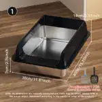 Semi-Closed Stainless Steel Cat Litter Box for Containing Litter Scatter with Matching Scoop – gallery image 17