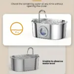 Automatic Pet Water Fountain for Dispensing Drinking Water, Stainless Steel Body & Water Level Window – gallery image 6