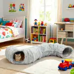 Plush Cat Tunnel Bed for Resting & Play with Enclosed Hideaway and Peekaboo Opening – gallery image 5
