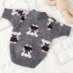 Bear Print Knitted Cardigan for Pets for Warmth in Cooler Weather – gallery image 10