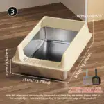 Semi-Closed Stainless Steel Cat Litter Box for Containing Litter Scatter with Matching Scoop – gallery image 27