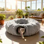 Plush Cat Tunnel Bed for Resting & Play with Enclosed Hideaway and Peekaboo Opening – gallery image 6