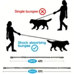 Bungee Tactical Dog Leash for Walking & Control with Reflective Detail and Dual Padded Handles – gallery image 4