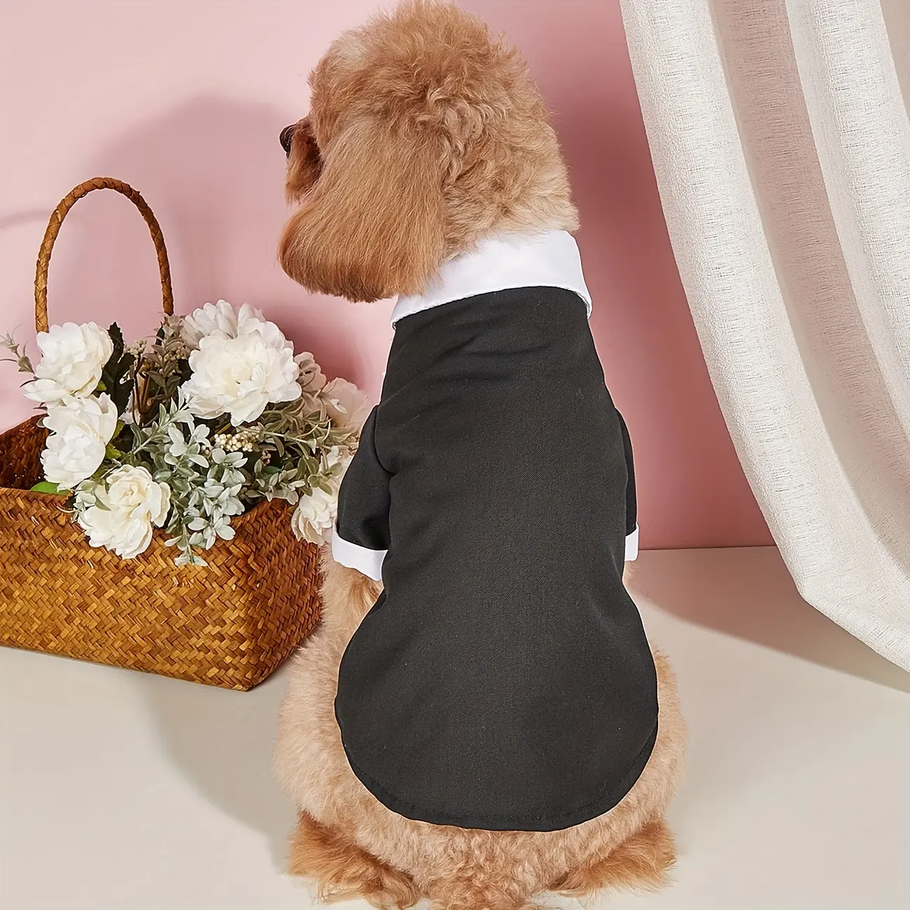 7a25a8b8aff9d9dc73425ff3bfc91935 Pet Formal Shirt for Small Dogs with Bow Tie Detail – main image