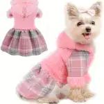 Fleece Hooded Dog Sweater for Warmth in Cold Weather with Plaid Pattern – gallery image 12