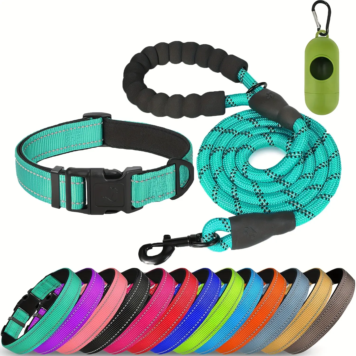 8008bea8-479c-4ee9-b52e-acbbf68e8458 Reflective Pet Leash and Adjustable Nylon Collar for Dog Walking & Control – main image