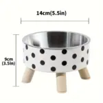 Stainless Steel Elevated Pet Bowl for Cat Feeding with Raised Stand and Patterned Exterior – gallery image 4