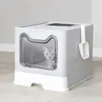 Foldable Cat Litter Box for Containing Litter with Tray and Scoop – main image