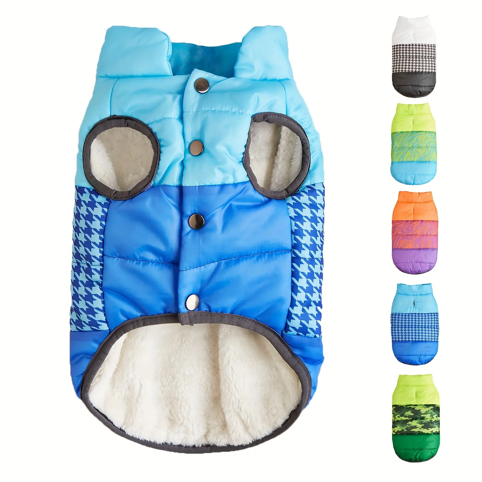 8e54961f3163f2094bf9b0a2d14a87ed Three-Color Patchwork Padded Pet Coat for Cold-Weather Wear – main image