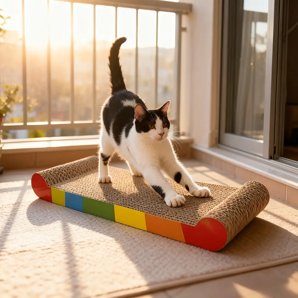8ed47ec2-82c9-409d-a3cc-95e768b01591 Rainbow Bone-Shaped Cat Scratching Board for Scratching & Resting – main image