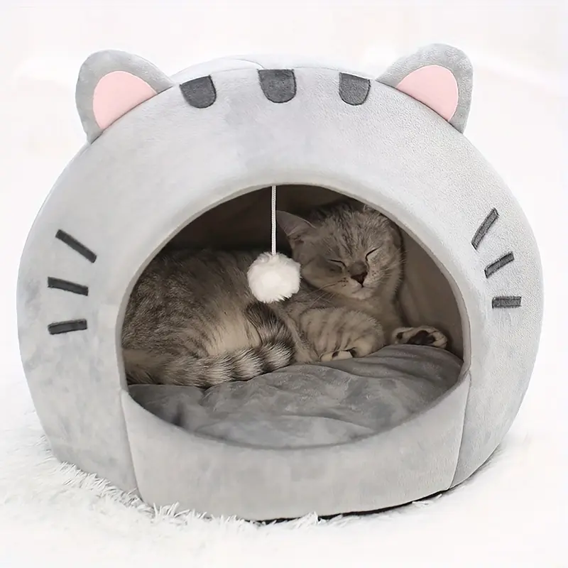 9361816c61718286b9277585b0b8d4f2 Enclosed Cat Bed for Indoor Resting & Sleeping with Warm Cave Design – main image