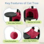 Multi-Cat Tree Tower for Climbing & Resting with Condo and Hammock, Sisal Scratching Posts – gallery image 23