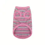 Pink Striped Ribbed Dog Vest for Easy Pullover Wear with Soft Knit Fabric – gallery image 2