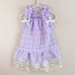 Dog Dress for Pet Wear and Costume Styling Plaid Pattern, Purple Color – main image