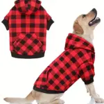 Checkered Pet Hoodie Sweater for Warm Wear, Pocket Design – gallery image 2