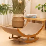 Sisal Rocking Chair Cat Scratcher for Scratching & Lounging with Wooden Frame and Hammock-Style Bed – gallery image 5