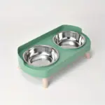 Stainless Steel Elevated Dual Bowl Feeder for Feeding & Water Dispensing, Non-Slip Base – main image