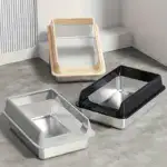 Semi-Closed Stainless Steel Cat Litter Box for Containing Litter Scatter with Matching Scoop – gallery image 3