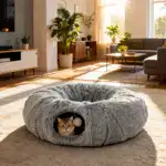 Plush Cat Tunnel Bed for Resting & Play with Enclosed Hideaway and Peekaboo Opening – gallery image 3