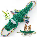 Plush Alligator Dog Toy for Chewing & Interactive Play with Squeaker and Rope Tug Design – main image