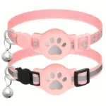 2pcs Reflective Cat Collar for Wearing Identification Accessories with GPS Holder and Bell – gallery image 2