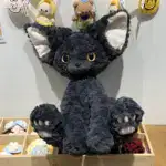 Plush Cat Toy for Interactive Play, Black and White Cartoon Style – main image