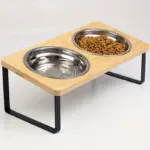 2-Piece Elevated Cat Feeding Station for Feeding & Drinking with Tilted Stand and Stainless Steel Bowls – main image