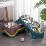 Stainless Steel Pet Bowls with Raised Stand for Pet Feeding, Diamond Design – gallery image 8