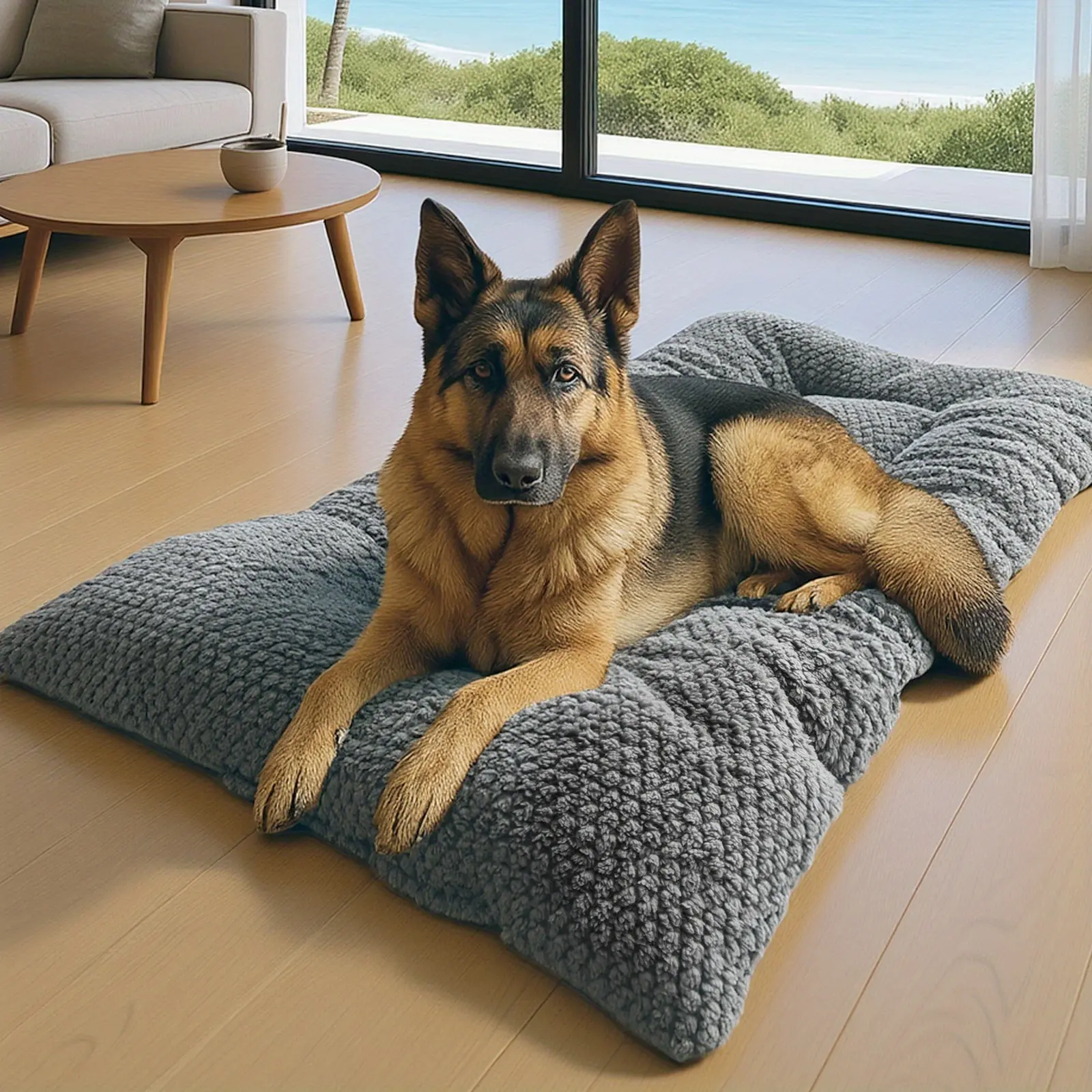 b54a25b1-7f6b-4dfa-8446-cc9c2e2cd44a Plush Pet Bed Mattress for Resting & Lounging with Raised Edges and Rectangular Design – main image