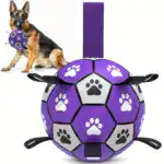 Durable Rubber Dog Soccer Ball with Straps for Interactive Play & Fetch – main image