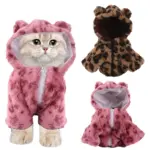 Fleece-Lined Pet Coat for Warm Outdoor Wear, Leopard Print – gallery image 5