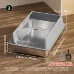 Semi-Closed Stainless Steel Cat Litter Box for Containing Litter Scatter with Matching Scoop – gallery image 7
