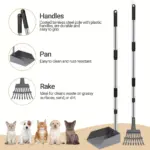 Stainless Steel Pooper Scooper Set for Pet Waste Pickup & Removal with Tray and Rake – gallery image 7